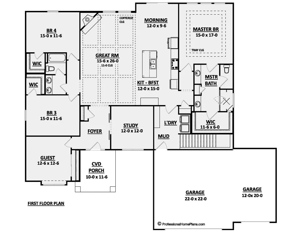 The Cedar Creek main level floor plan